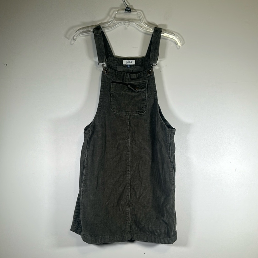 Jolt Dark Green Corduroy Overall Dress Small